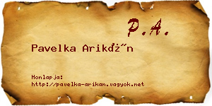 Pavelka Arikán névjegykártya